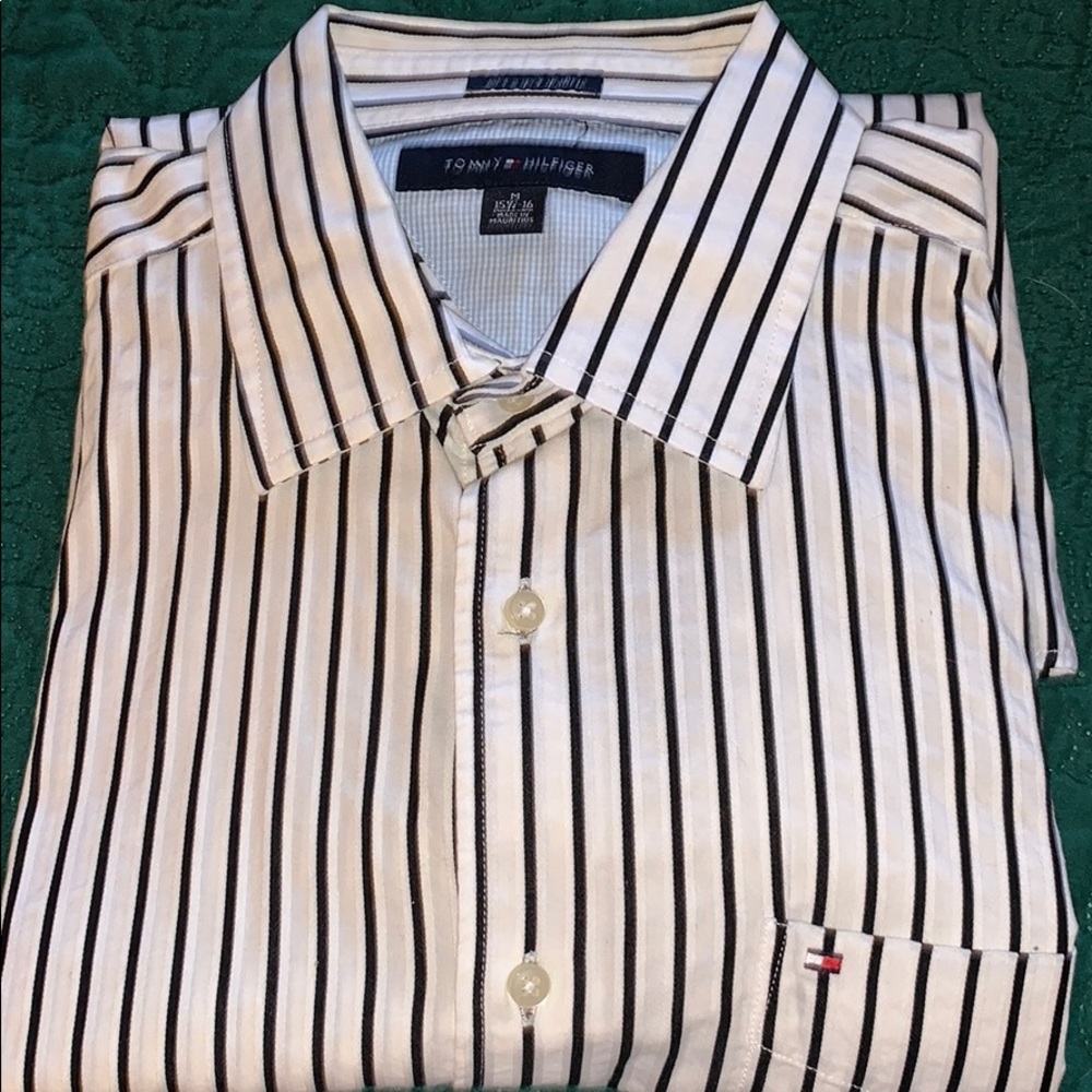 Tommy Hilfiger b/w striped shirt (M)